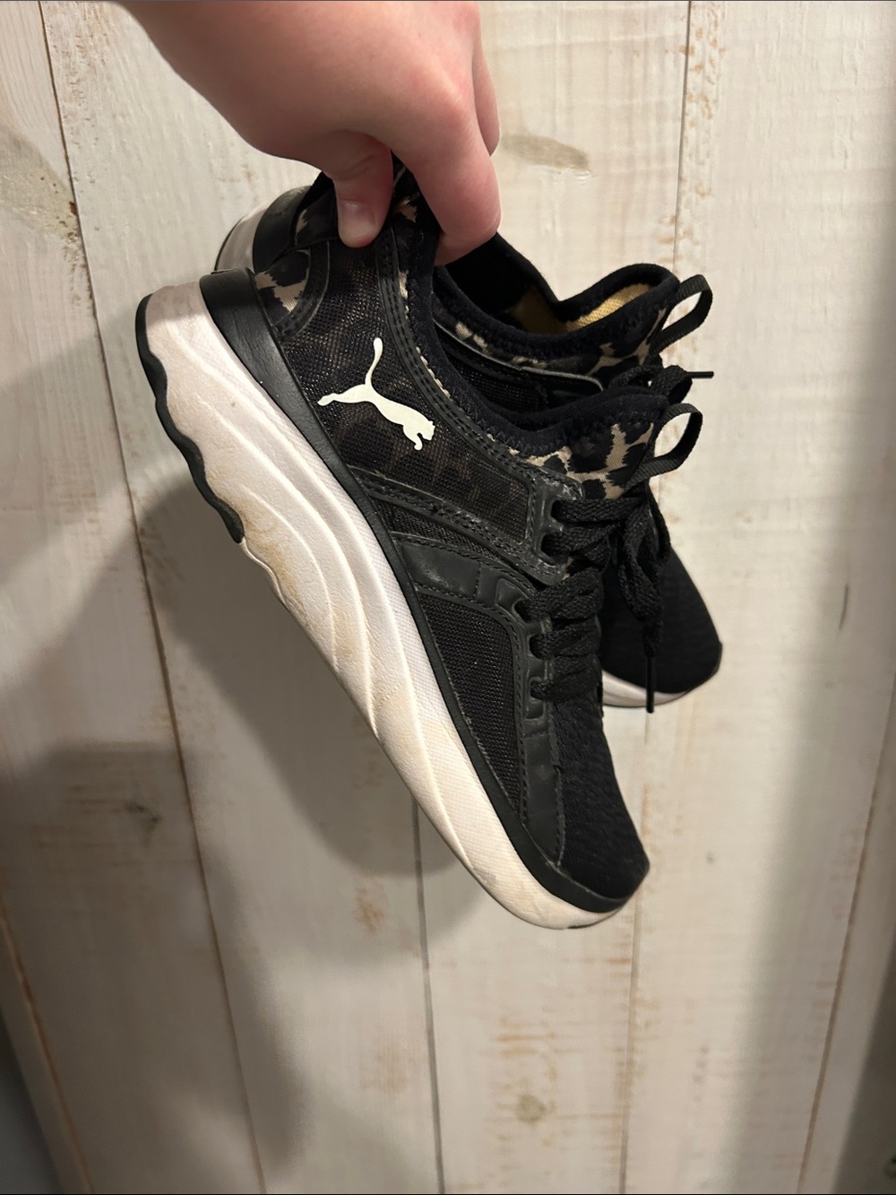 Puma Black and White Lace-Up Running Sneakers